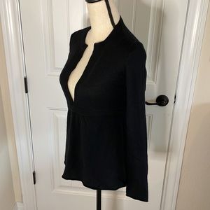 J Crew Wool Cashmere Blend Empire Waist V-Neck Sweater Black Size Small